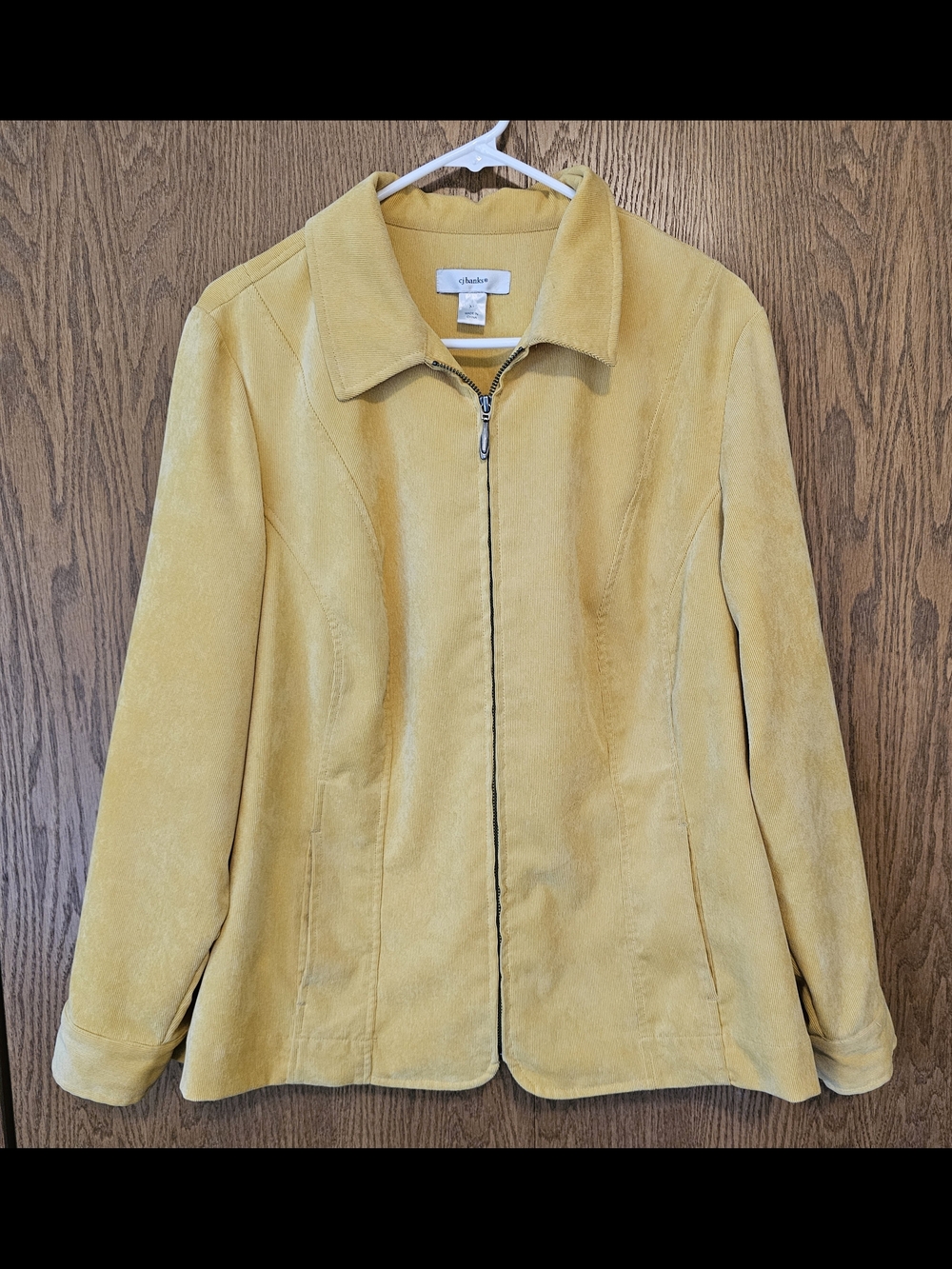 CJ Banks Yellow Corduroy Zip-Up Jacket | Lightweight Collared Casual Layer